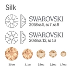 Swarovski Набор страз Silk бежевый айвори 60шт (ss5 - 20шт,ss7 - 20шт,ss9 - 20шт)  - фото
